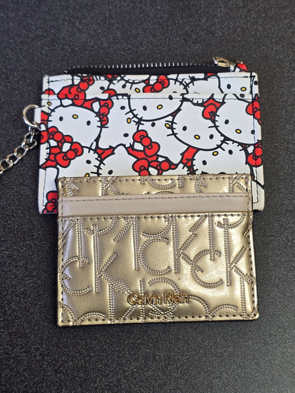 Calvin Klein Metallic Gold Card Case + Hello Kitty Zip Pouch Set